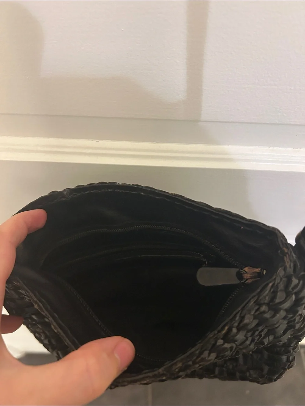 🛍 2/$18 Woven Black Leather Crossbody Purse
